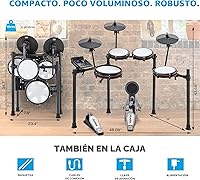 Vista 6 de Alesis Nitro Max Kit - Juego de batería eléctrica con almohadillas de malla silenciosas, caja de doble zona de 10 pulgadas, Bluetooth, más de 440