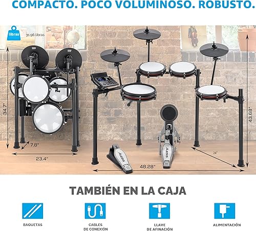 Miniatura 6 de Alesis Nitro Max Kit - Juego de batería eléctrica con almohadillas de malla silenciosas, caja de doble zona de 10 pulgadas, Bluetooth, más de 440