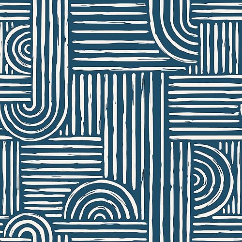 Livelynine Blue Peel and Stick Wallpaper Geometric Modern Abstract Dark