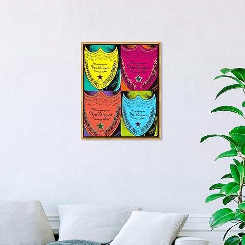 Miniatura 4 de The Oliver Gal Artist Co. Moderno 20.0 x 24.0 pulgadas, Pop Art Champagne, lienzo decorativo para pared, sala de estar Warholesque Dom P, rosa