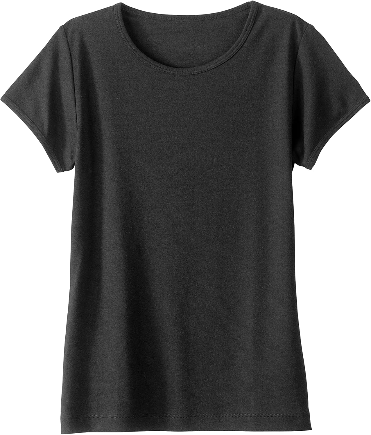Fair Indigo Women's Luxe 100% Organic Pima Cotton Short Sleeve Jewel Neck Tee