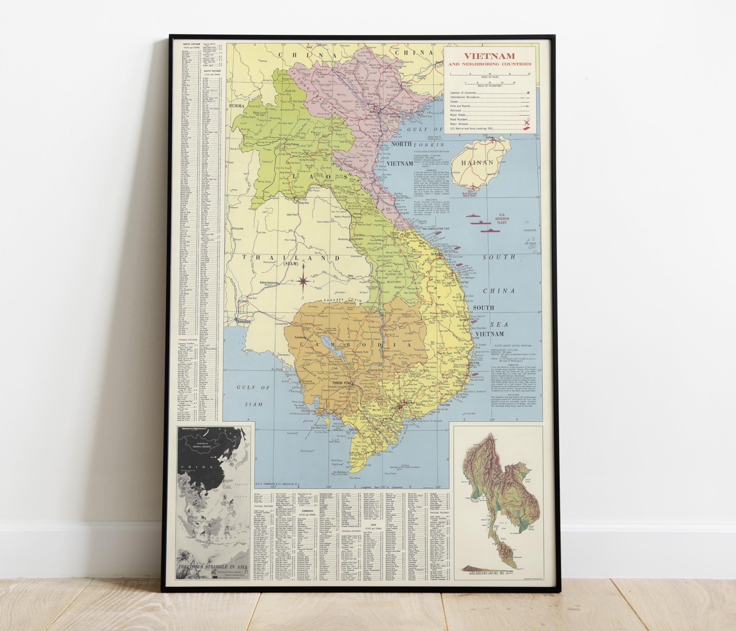 Amazon.co.jp: 歴史的絵画地図:ベトナム1965年、ベトナムと近隣諸国