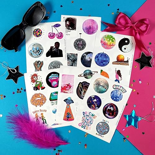 Miniatura 7 de BulbaCraft 100 Piezas de Adhesivos de Discoteca, Adhesivos de Bola de Discoteca, Adornos de Bola de Discoteca, Regalos para Mujeres y Hombres
