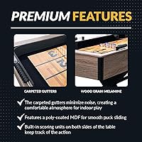 Vista 5 de Hathaway Excalibur, mesa de shuffleboard de 9 pies, ideal para salas de juegos familiares, diseñada con un acabado de madera flotante rústica