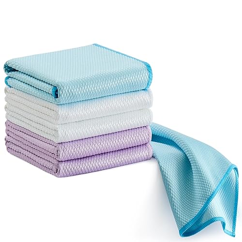 Microfiber Glass Cleaning Cloth 6 Pack, 15.5x15.5 Inch Magic Cleaning