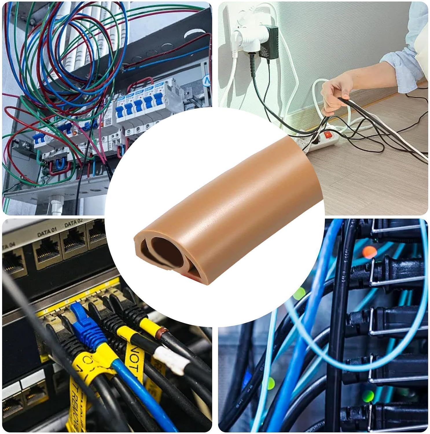 Electric Cord Covers for Floor - Flame-Retardant Soft PVC Extension Cord Covers for Floor - Self-Adhesive Hider, Insulated Extension for Computer Home Appliance Cables