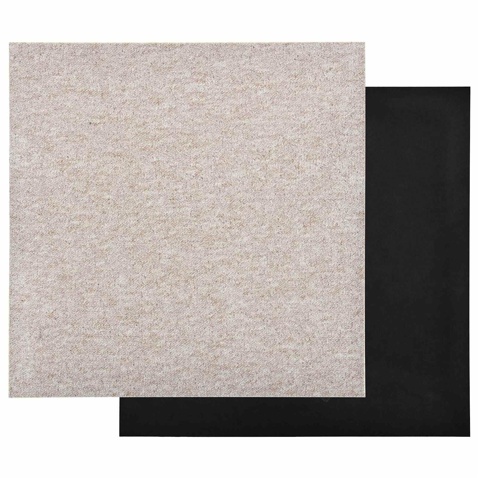 Lot de 20 dalles de moquette, beige clair, 50 x 50 cm, revêtement de sol en polypropylène, panneaux modulaires pour salon, bureau et couloir, surface totale de 5 m², design facile d'entretien
