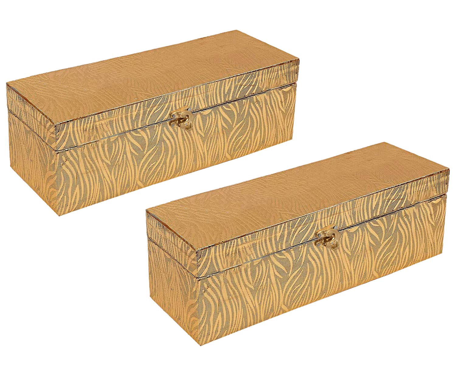 Kuber Industries Multipurpose Wooden Zebra seamless Pattern 1 Rod Bangle Box/Organizer With Swing Arm Lock- Pack of 2 (Gold)-47KM0627