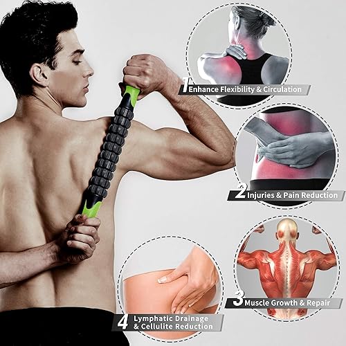 Vista 8 de Rodillo muscular, rodillo de masaje para aliviar el dolor muscular calambrestensión, ayuda a las piernas a la espalda articulaciones recuperación