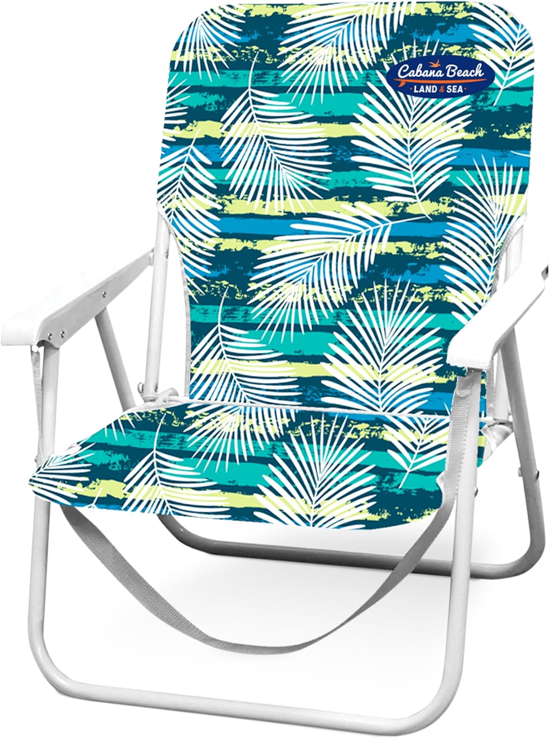 Cabana Beach Folding Beach Chair, 1 Position Lightweight and Portable Foldable Outdoor Camping Chair with Carry Strap, Palm Multi Stripe