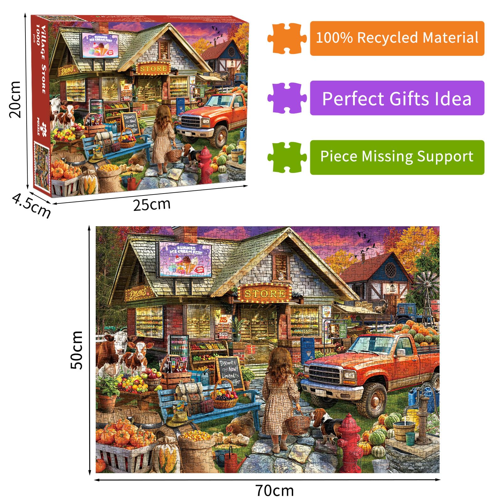 Village Store Jigsaw Puzzles for Adults 1000 Jigsaws Country Store 1000 Piece Jigsaw Puzzles for Adults Gifts - Image 2