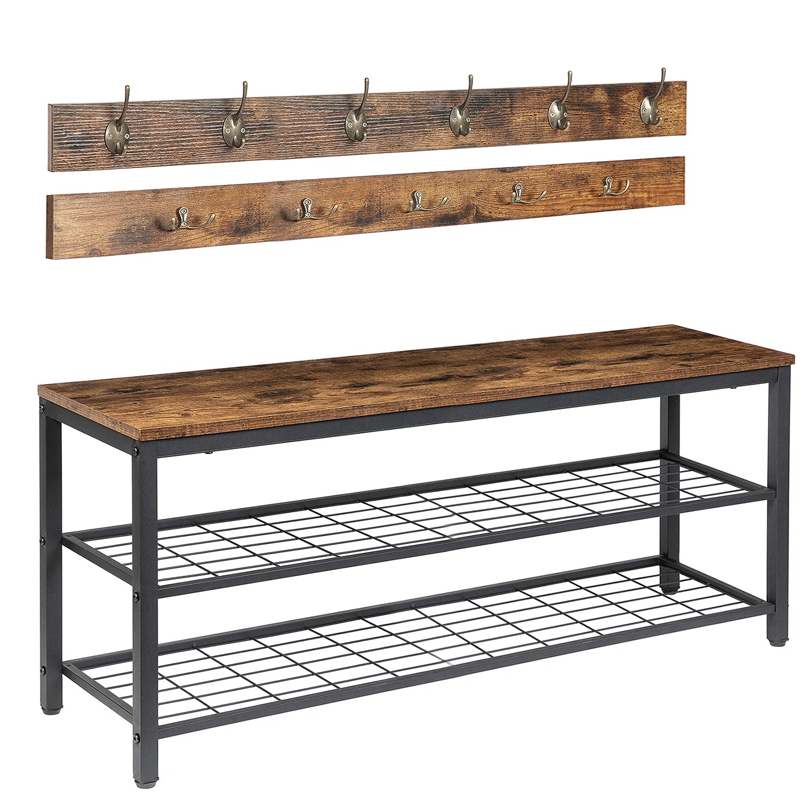 HOOBRO Coat Rack Shoe Bench, Shoe Rack with Coat Hooks, Hall Tree with