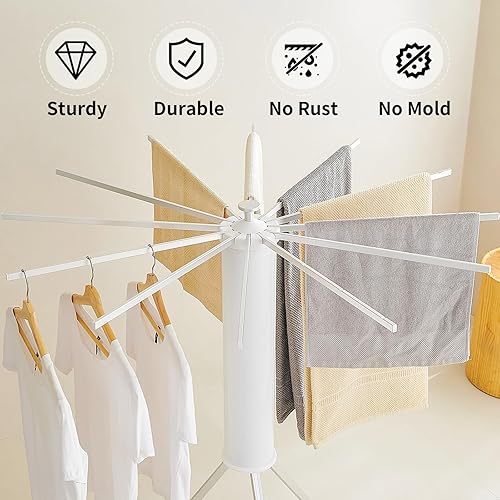 Miniatura 3 de JOOM Tendedero de Ropa con Trípode, Perchero Portátil y Plegable que Ahorra Espacio para Secar Ropa - Tendedero de Ropa de Piso Plegable para Balcón