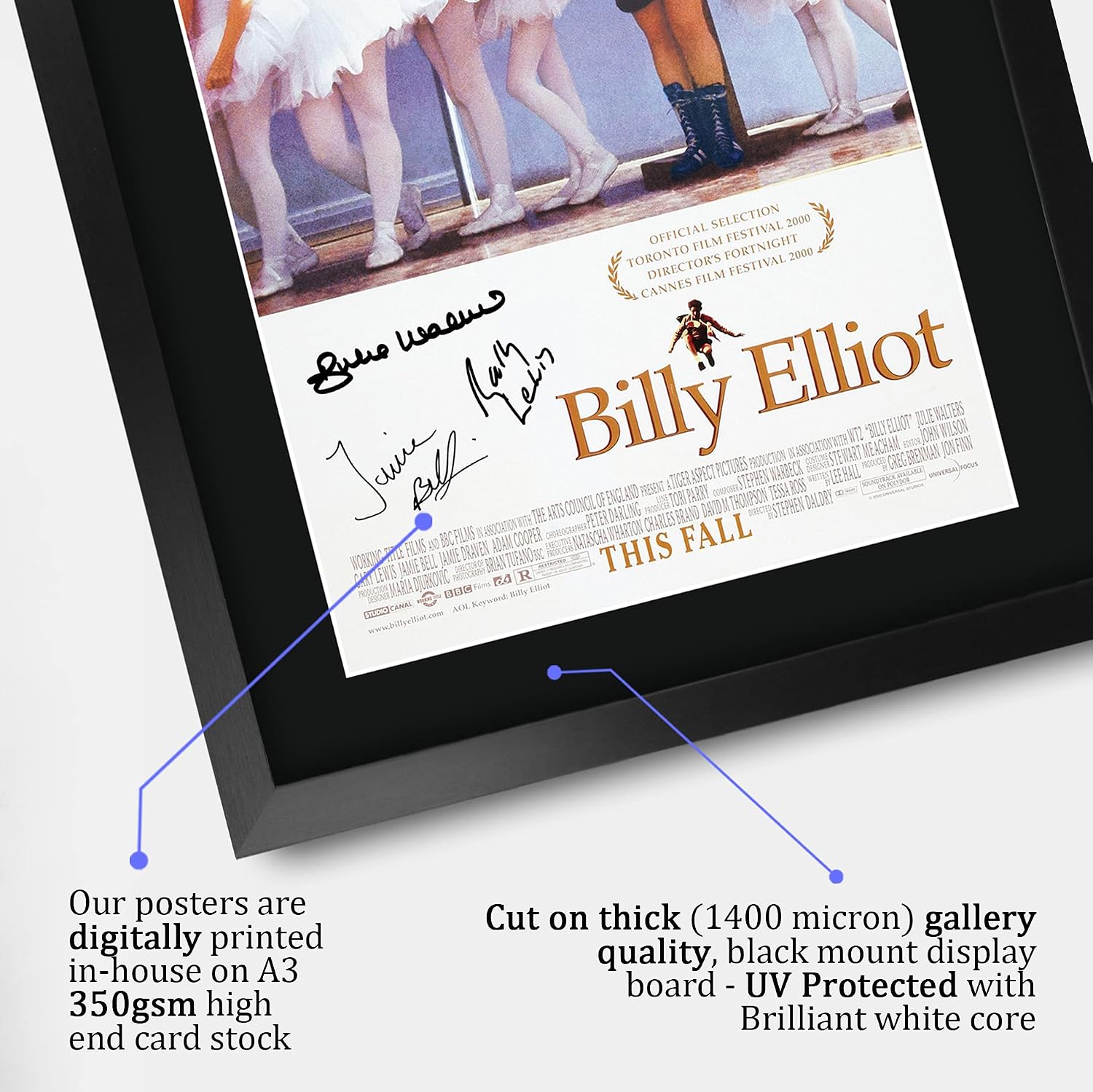 HWC Trading Billy Elliot Movie Poster Jamie Bell 16 x 12 inch Framed Gifts Printed Poster Signed Autograph Picture for Movie Memorabilia Fans - 16" x 12" Framed