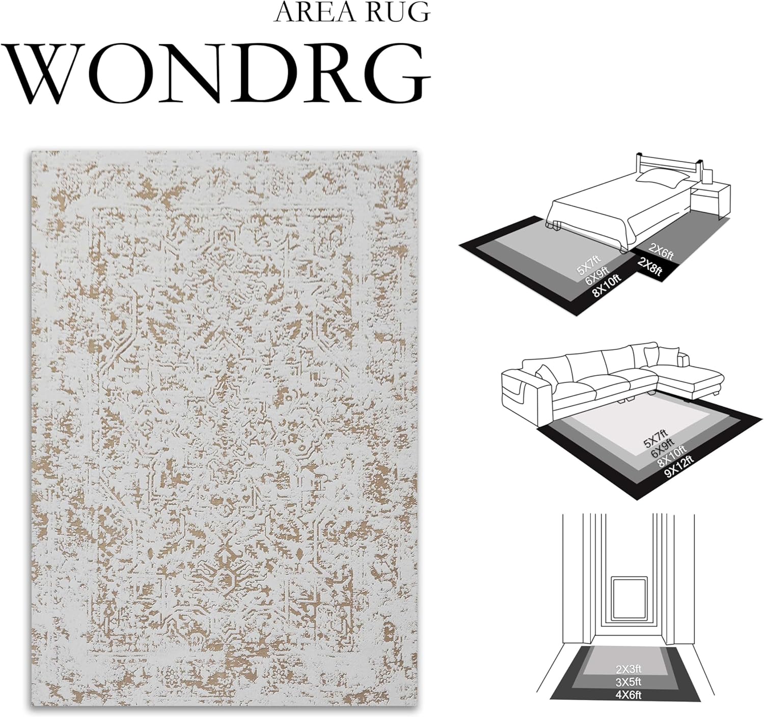 6x9 Fluffy Area Rug Brown Shag Neutral Carpet for Living Room Soft Medium Pile Floral Rug for Bedroom Dorm Office Dining Room Kitchen Nursery Modern Decor 6' x 9' (Rectangular) Shag | Brown