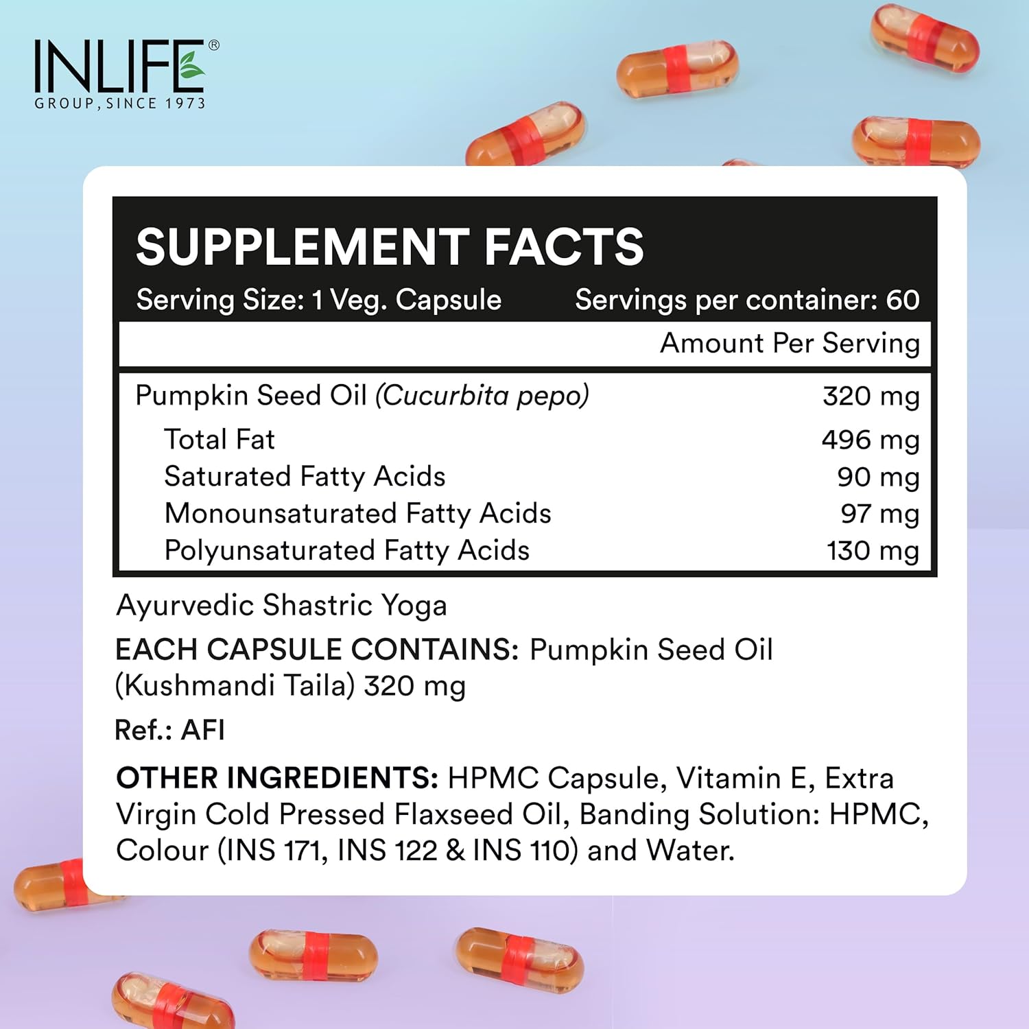 Inlife Pumpkin Seed Oil Capsules | Additional Virgin Cold Pressed Pure Oil | Plant-based phytosterol | Prostate Health Assistance and Immunity | 60 Vegetarian Capsules Inlife Pumpkin Seed Oil Capsules | Additional Virgin Cold Pressed Pure Oil | Plant-based phytosterol | Prostate Health Assistance and Immunity | 60 Vegetarian Capsules
