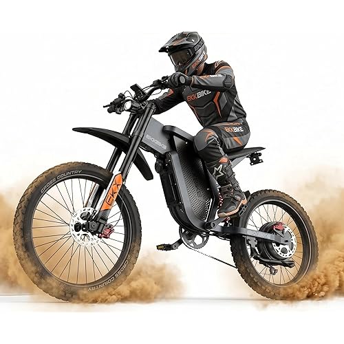 Electric Dirt Bike Motorcycle 6000W Peak Motor 50MPH Off-Road Electric Motorcycle 60V 30Ah Removable Battery Full Suspension Lightweight Aluminum Frame 90 Mile Range 350 Lbs