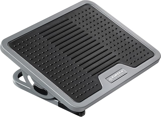 EUREKA ERGONOMIC Office Foot Rest Under Desk, Adjustable Footrest with Metal Frame Massage Surface, Foot Stool with 20 Degree Tilt Angle Adjustment No Locking, Black & Gray
