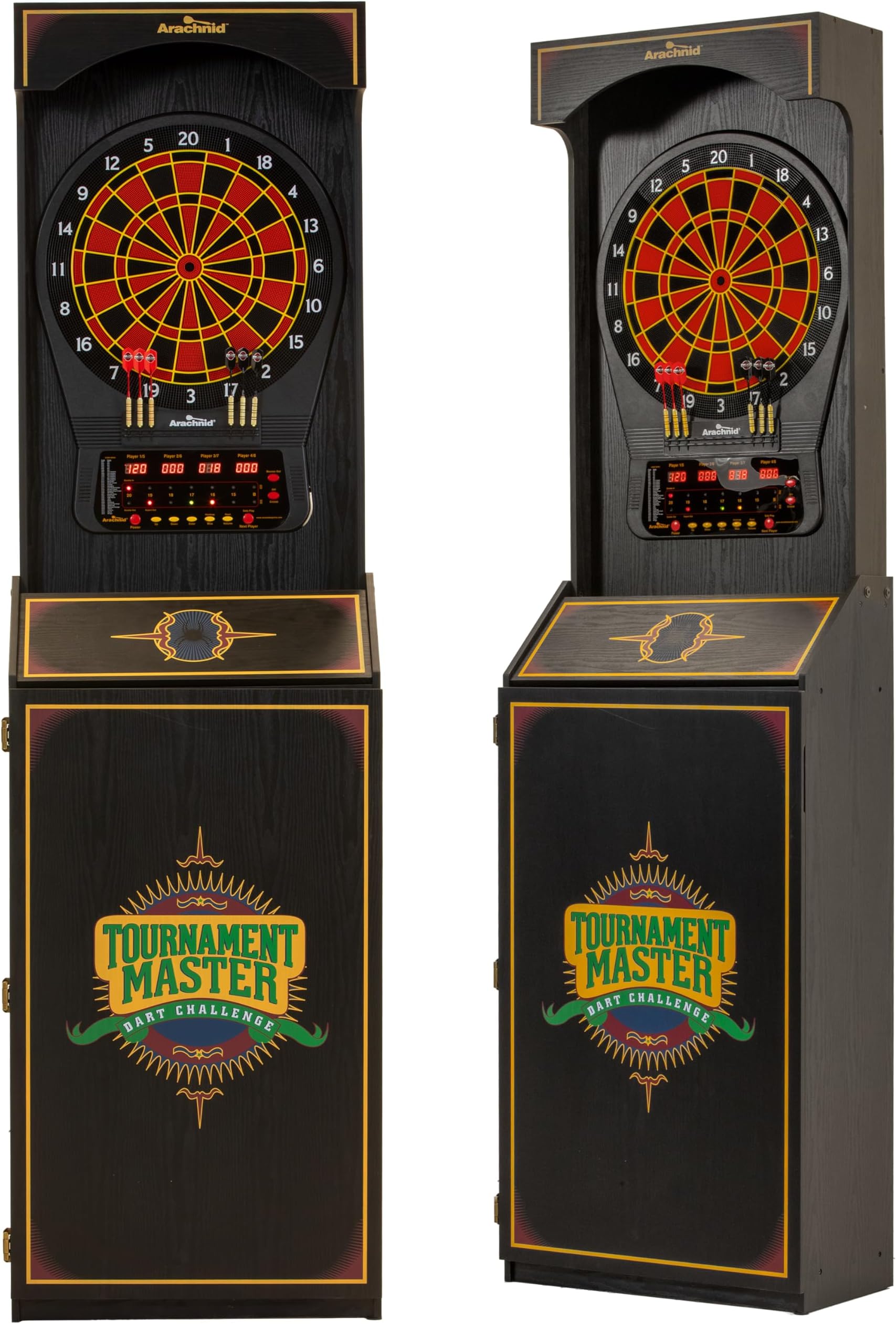 Arachnid Cricket Pro 650 Standing Electronic Dartboard with 24 Games, 132 Variations, and 6 Soft-Tip Darts Included, Brown,E650FS-BK3