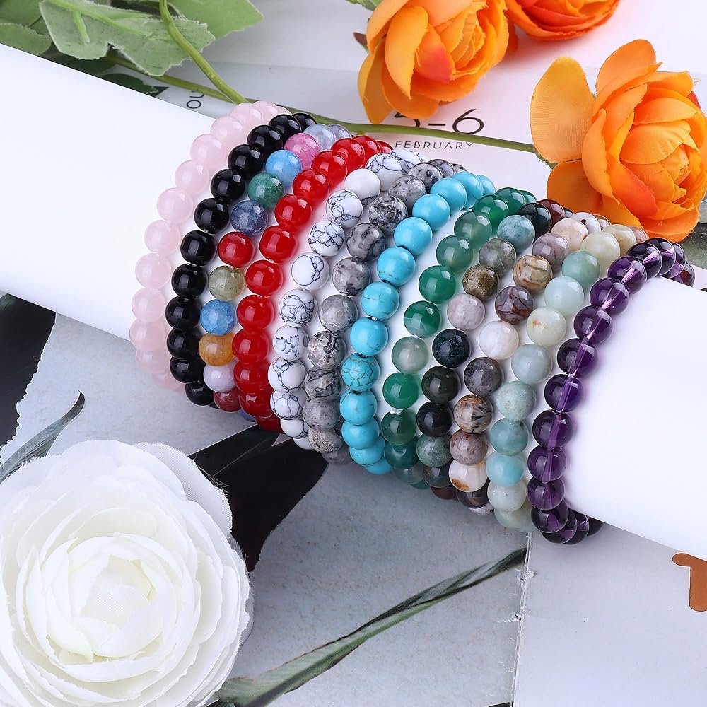 Bracelet Anti Stress 12 Bracelets Pierre Naturelle 8mm Améthyste