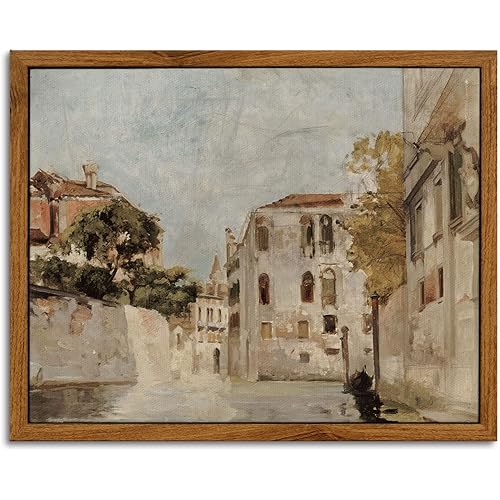 InSimSea Framed Canvas Wall Art Classical Cityscape Artwork Wall Decorations View of Venice Canvas Prints Bathroom Pictures Farmhouse Office Home Wall Decor 8x10 Inch