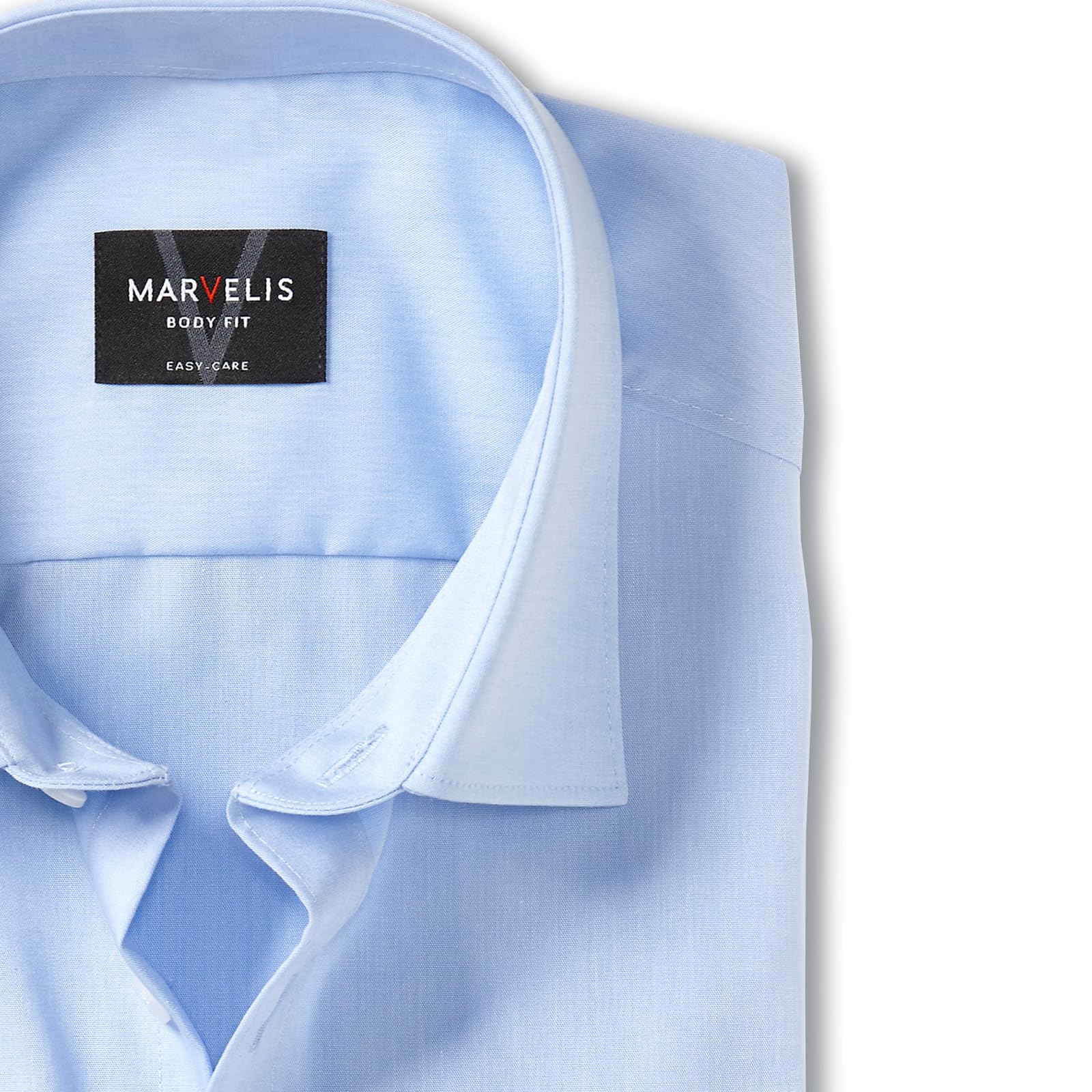 Marvelis Męska koszula biznesowa z krótkim rękawem Body-Fit, Chambray, New York Kent