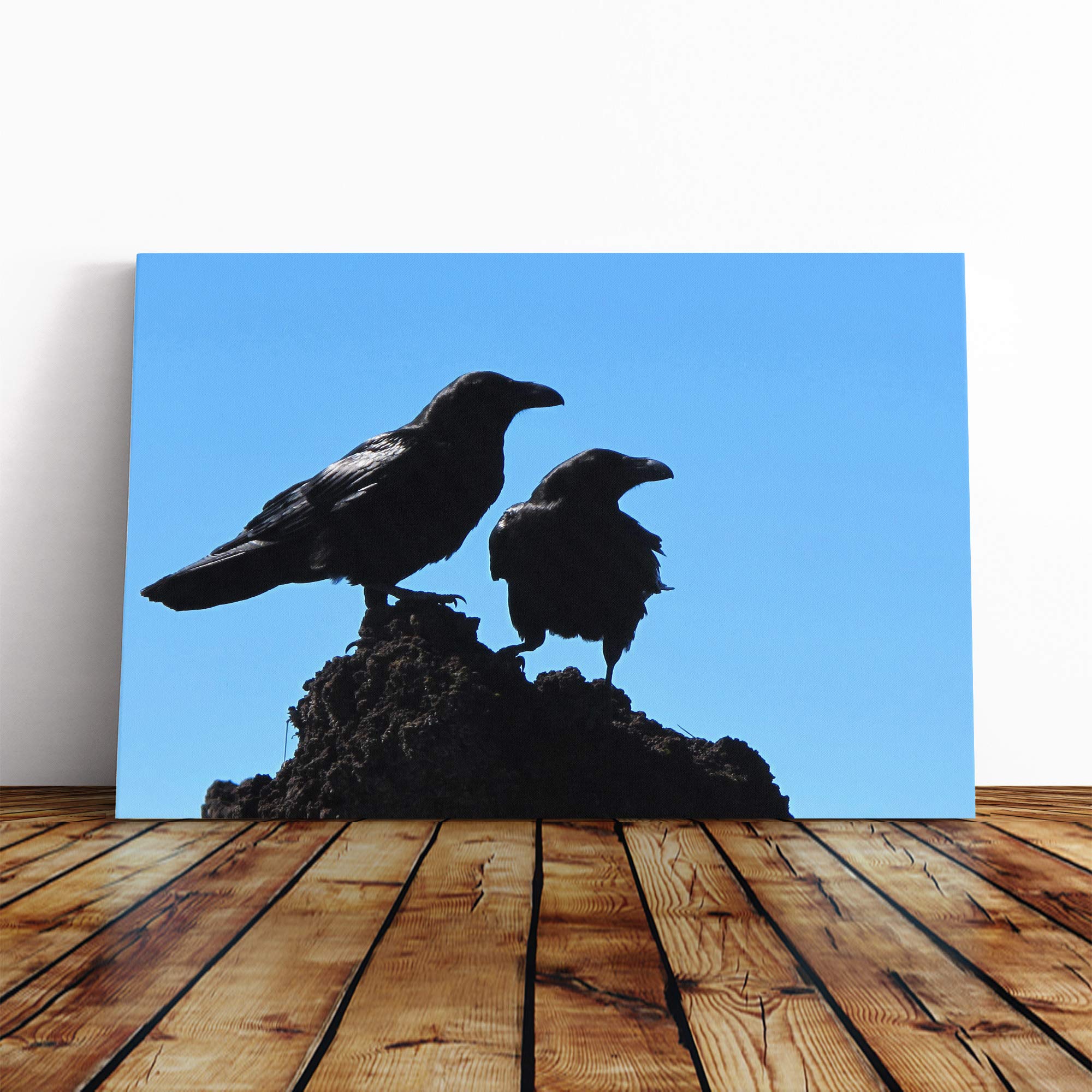 Two Crows Canvas Print | Gallery Wrapped 30mm Frame Wall Art | 20x14 inches | Ready to Hang | Modern Picture | Living Room Bedroom Lounge Office