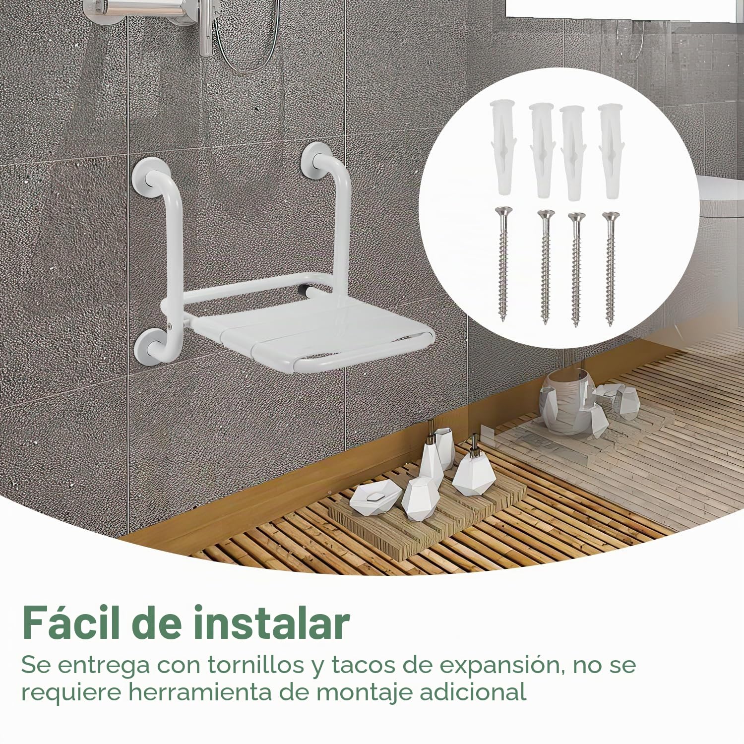 Banco de Ducha Colgante y Plegable, Asiento para Baño para Personas Mayores y Embarazadas