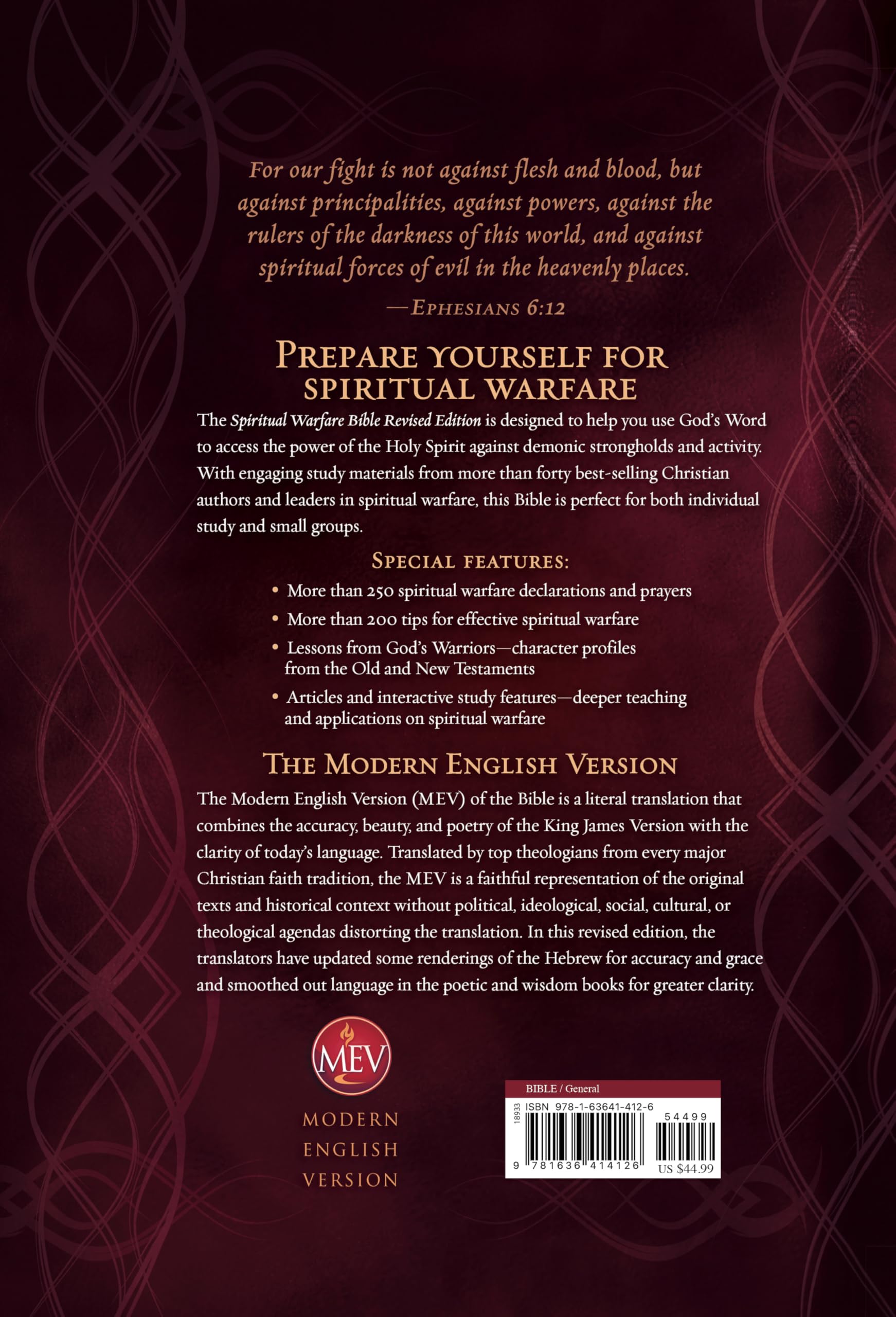 Spiritual Warfare Bible Revised Edition: Modern English Version Bible (Mev)
