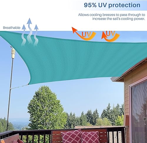 Miniatura 5 de E&K Sunrise - Toldo para exteriores, tipo vela, sombra, protección para rayos UV, Turquesa Verde