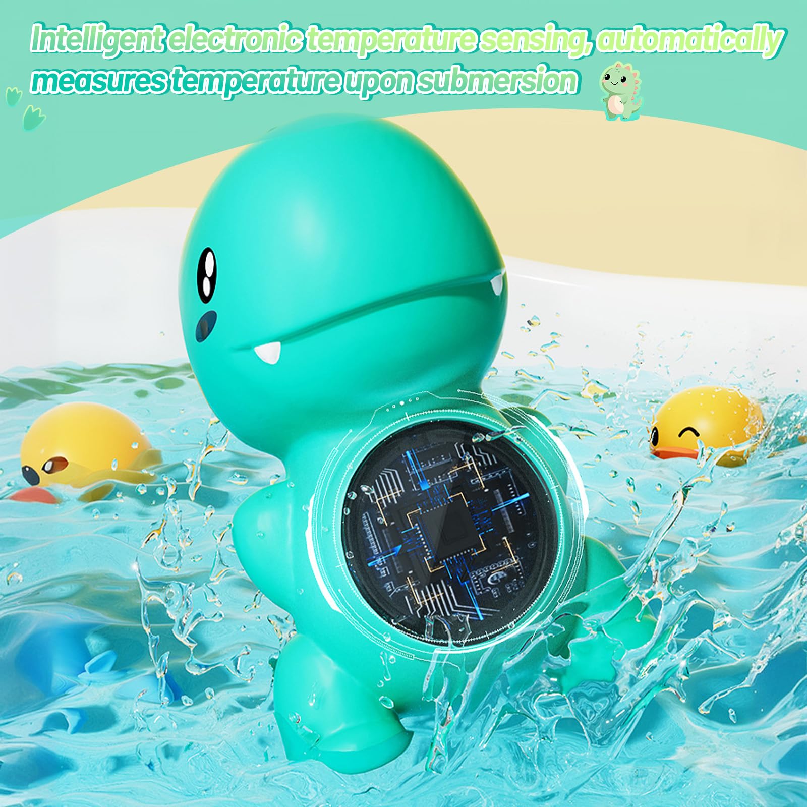 Termómetro de Baño para Bebé con Forma de Dinosaurio,Sin BPA,Termómetro Digital LED para Bañera de Bebé,Sensor de Temperatura de Baño para Niños,Pantalla Precisa,Flotante