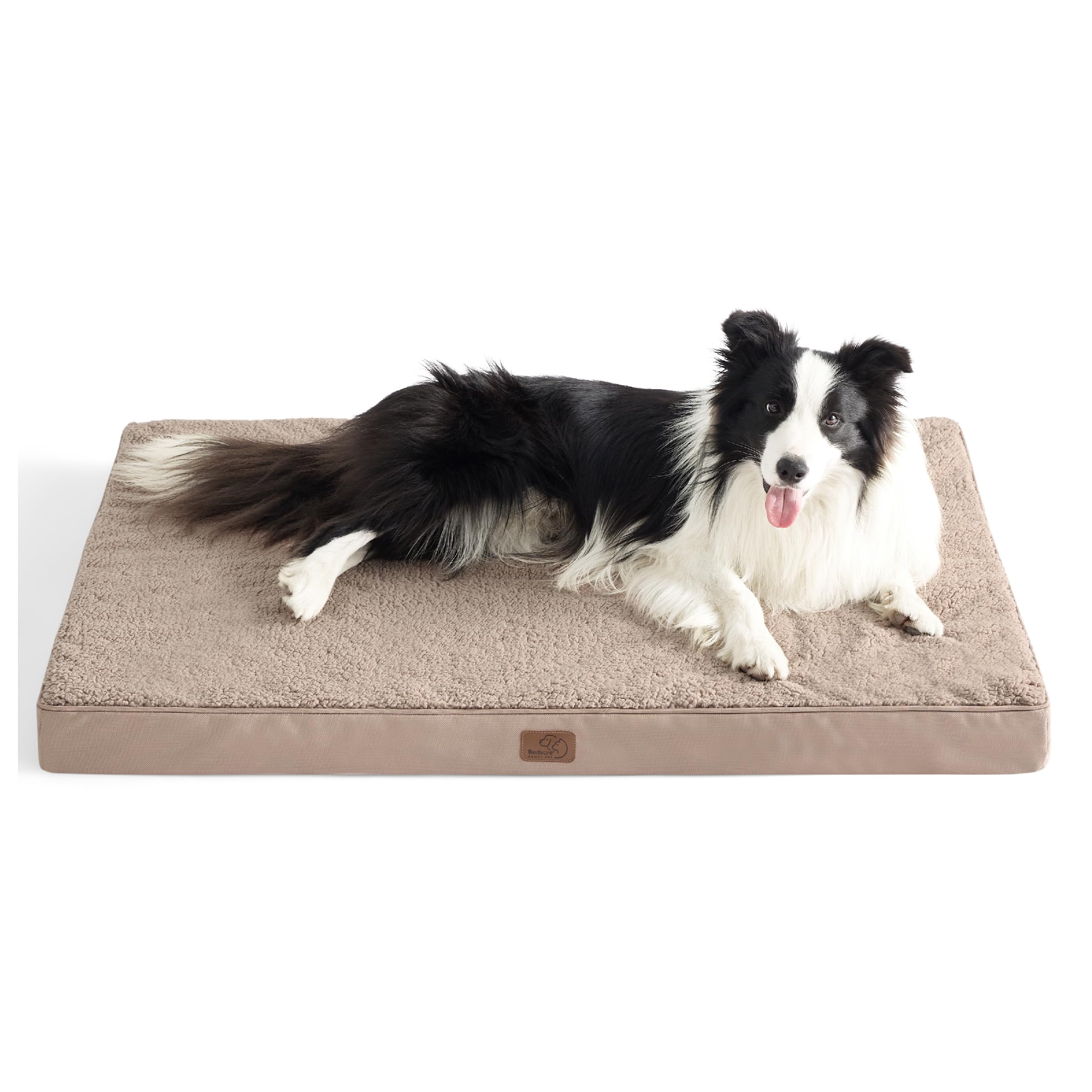 BEDSURE orthopädisches Hundebett Grosse Hunde - 112x81x7.6cm Hundekissen flauschig Hundematte waschbar Hundematratze für große Hunde, Hellbraun