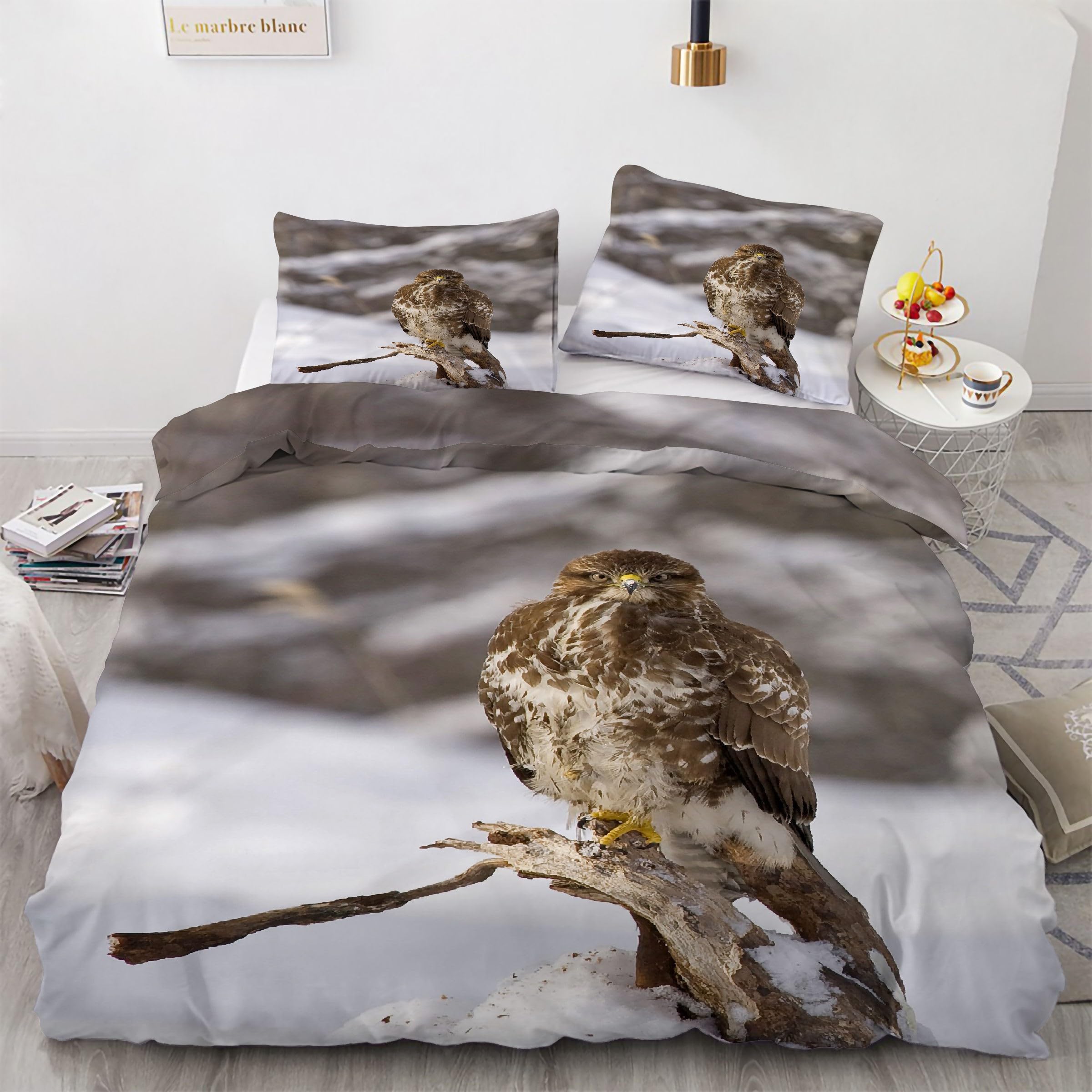 Housse de couette 90x190 oiseau avec parure de lit microfibre douce