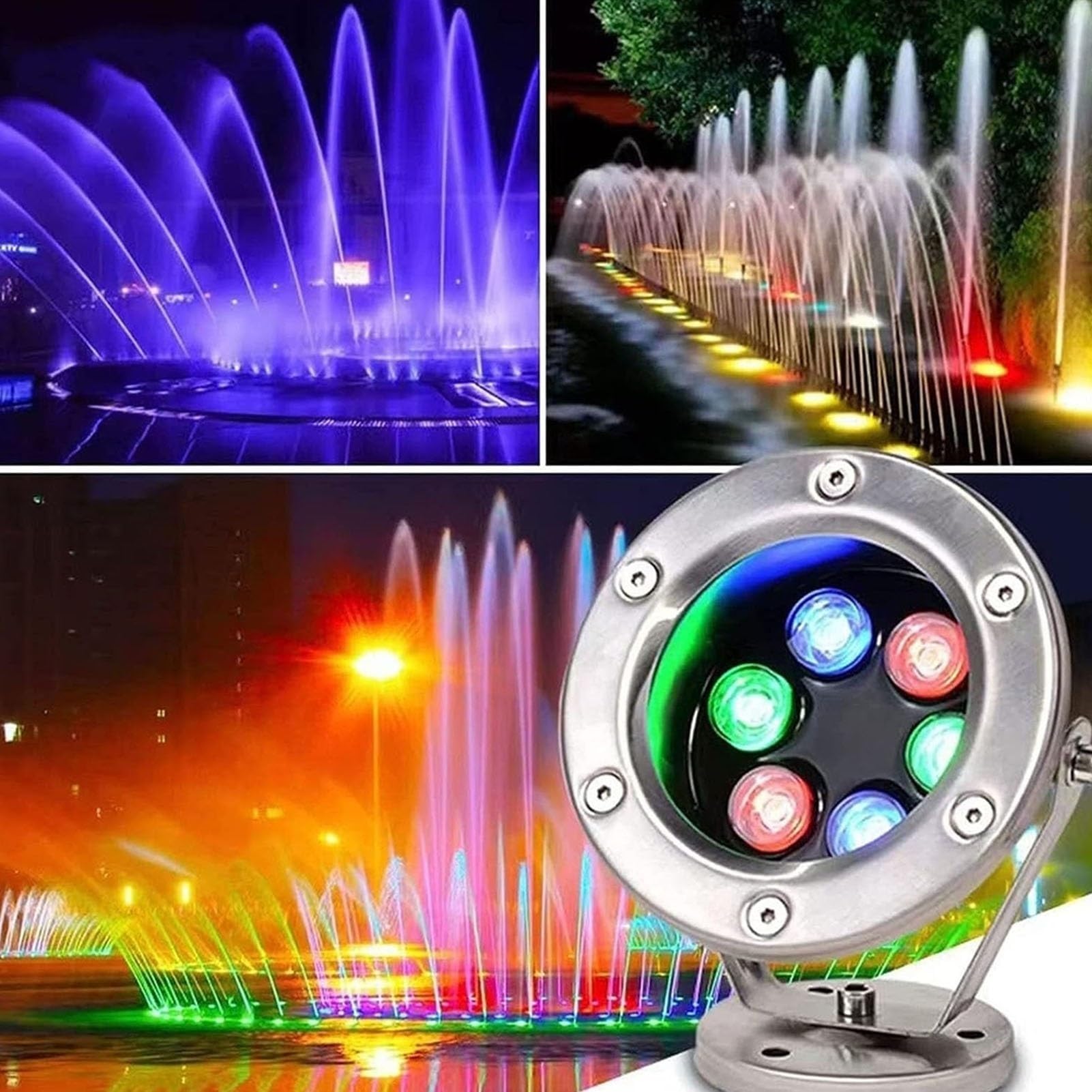 Zatapialne oświetlenie LED do basenu, reflektor obrotowy, lampy LED 12 V, wodoszczelność IP68, do ogrodów, basenów i dziedzińców (czerwony, 24 W)