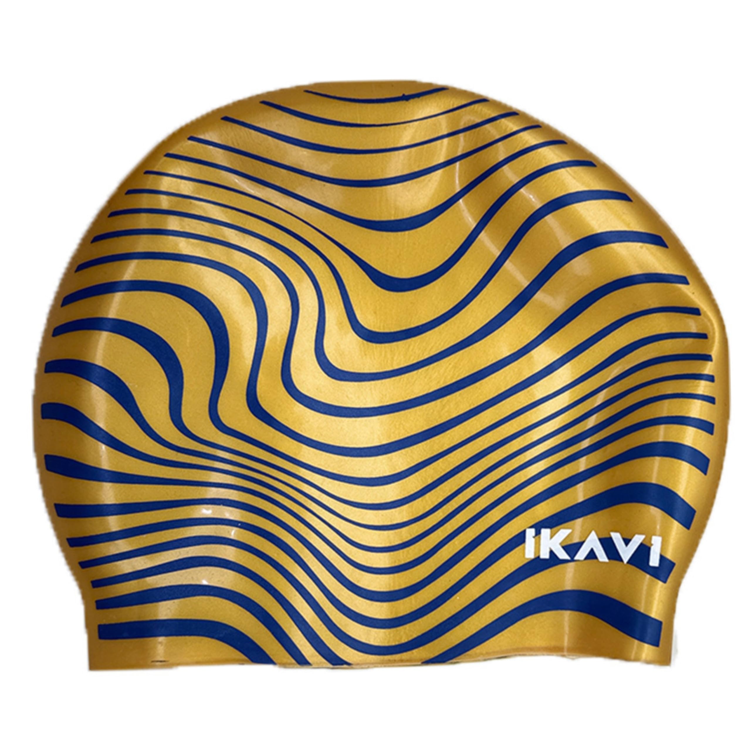 Silicone Swim Cap with Christmas Design - Durable & Stretchable, One Size Fits All (Gold)