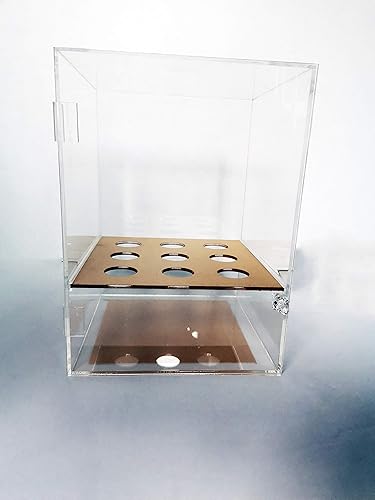 Miniatura 8 de INTBUYING Gabinete de cono de helado de 9 agujeros, exhibición de rollos de huevos, acrílico transparente, soporte para conos de gofres con puerta