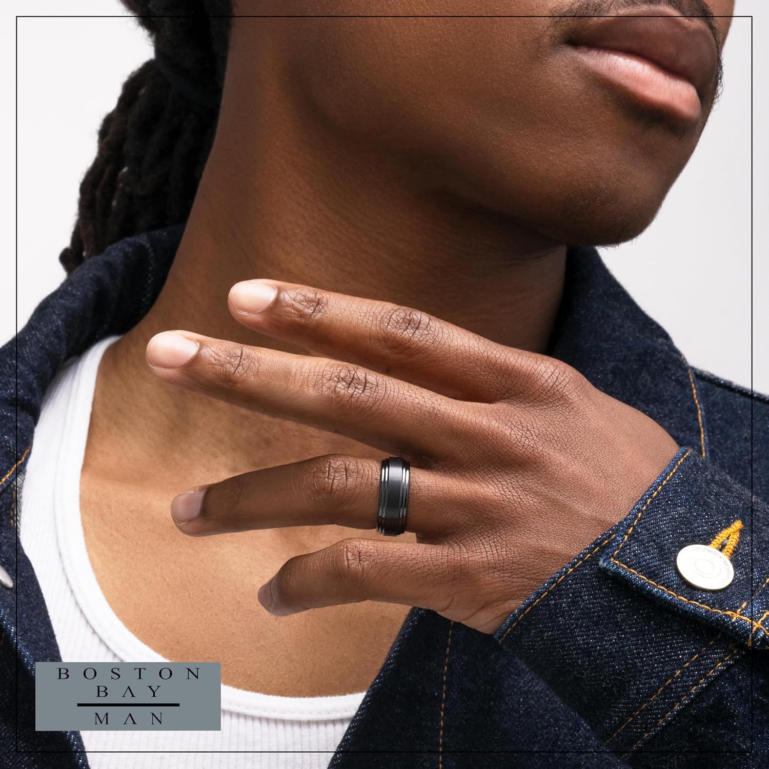 Boston Bay Diamonds Black 8MM Ceramic Lightweight and Scratch Resistant Fashion or Wedding Band - Sizes 5-14