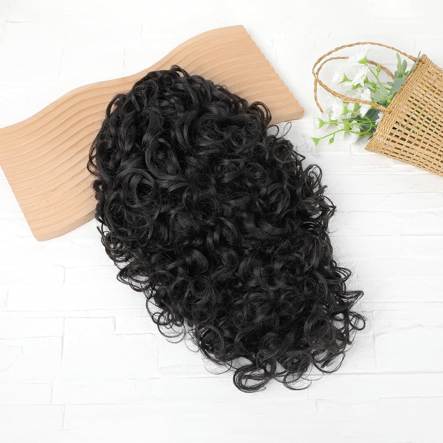 Flufymooz 100％ Pure Protein Ponytail Extension, 18 Inch Curly Claw Clip Ponytail Hair Extensions Natural Soft pony tail hairpiece for women-Black Brown - Image 7