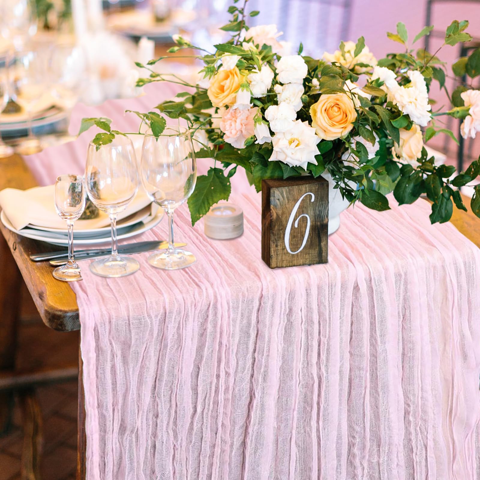 Zakurzony różowy bieżnik na stół z gazą 30 cm boho ser tkanina bieżnik na baby shower dekoracje ślubne 80 x 300 cm długie bieżniki na stół z gazy, na urodziny, przyjęcie ogrodowe