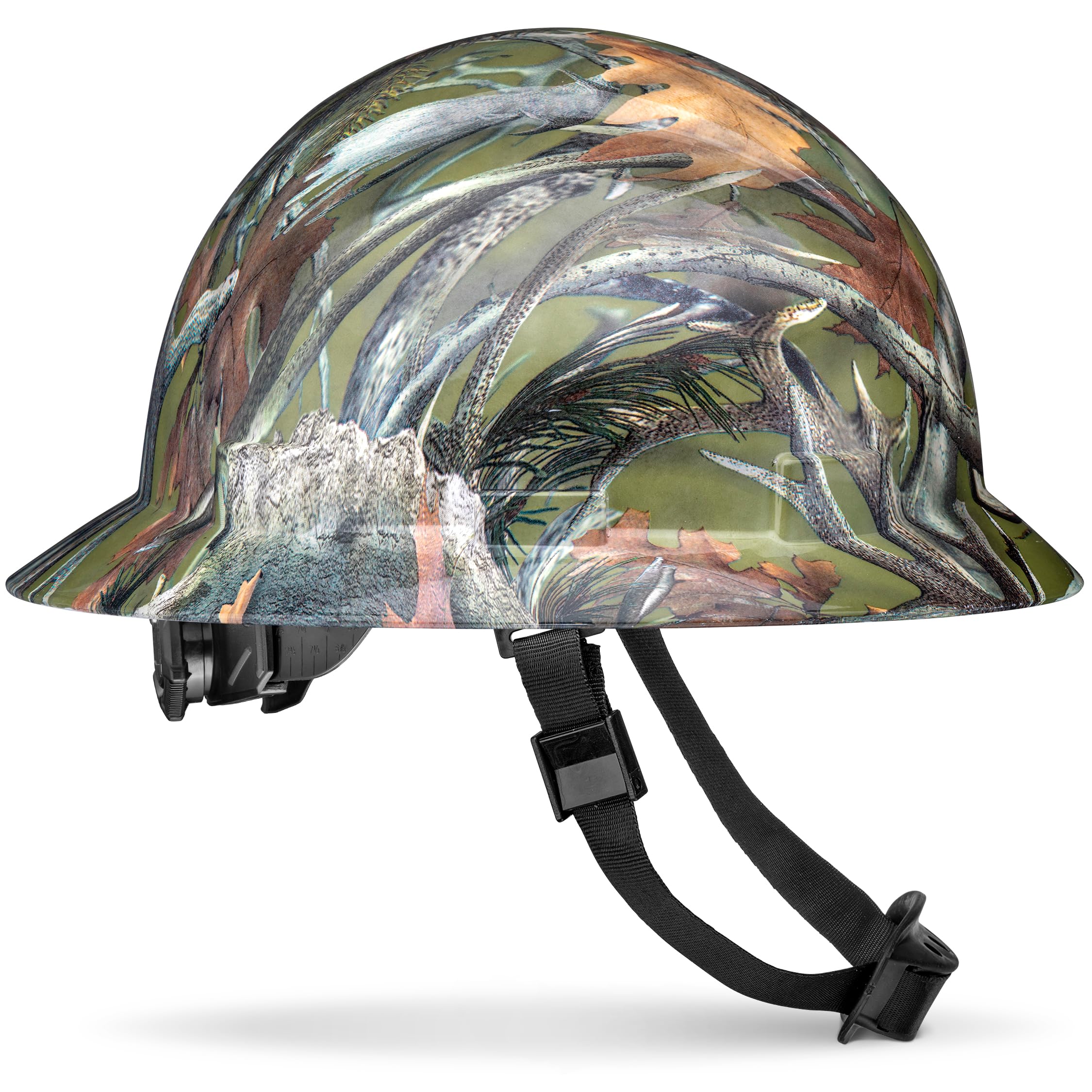 Cascos De Construccion Casque de chantier à large bord mis à jour, camouflage brillant d'automne forêt, rembourré, approuvé par l'OSHA pour la sécurité de la construction, casques de chantier.