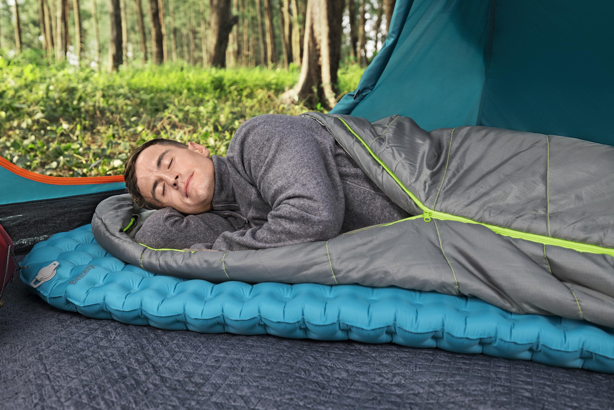 Bestway AlpineLite nadmuchiwana pojedyncza mata do spania typu mumia 183 x 51 x 7,5 cm