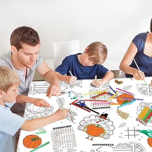 Miniatura 5 de Gatherfun Mantel desechable de papel para decoración de Acción de Gracias de otoño, mantel de papel para el Día de Acción de Gracias de Turquía para