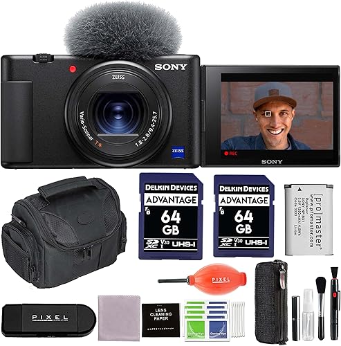 Sony Paquete de cámara digital ZV-1 con kit de accesorios para vlogger ACCVC1, mochila para cámara, trípode, práctico estuche + más Cámara de