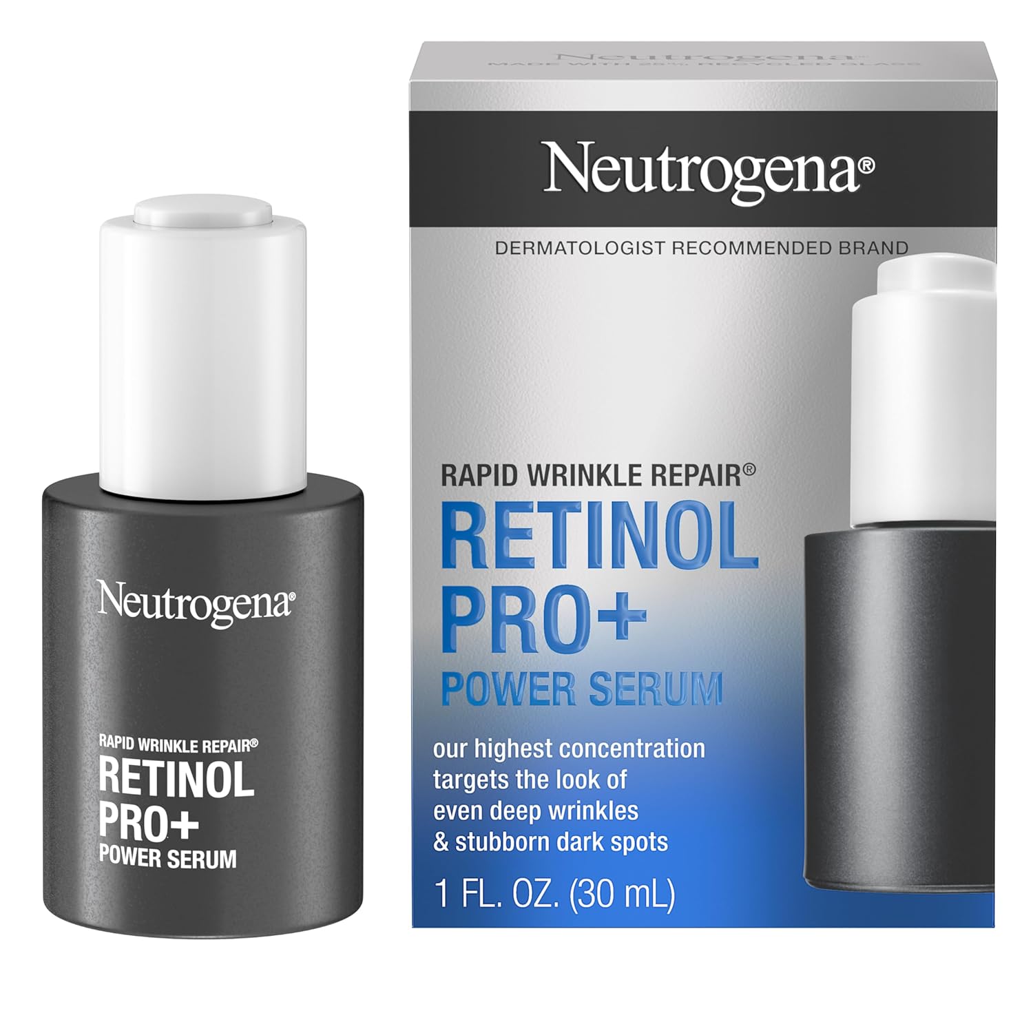 Neutrogena Rapid Wrinkle Repair Retinol Pro+ Power Facial Serum, Gentle Anti-Aging Face Serum with Pure Retinol & Nourishing Emollients, Non-Comedogenic, Paraben-Free, 1 fl. oz Neutrogena Rapid Wrinkle Repair Retinol Pro+ Power Facial Serum, Gentle Anti-Aging Face Serum with Pure Retinol & Nourishing Emollients, Non-Comedogenic, Paraben-Free, 1 fl. oz