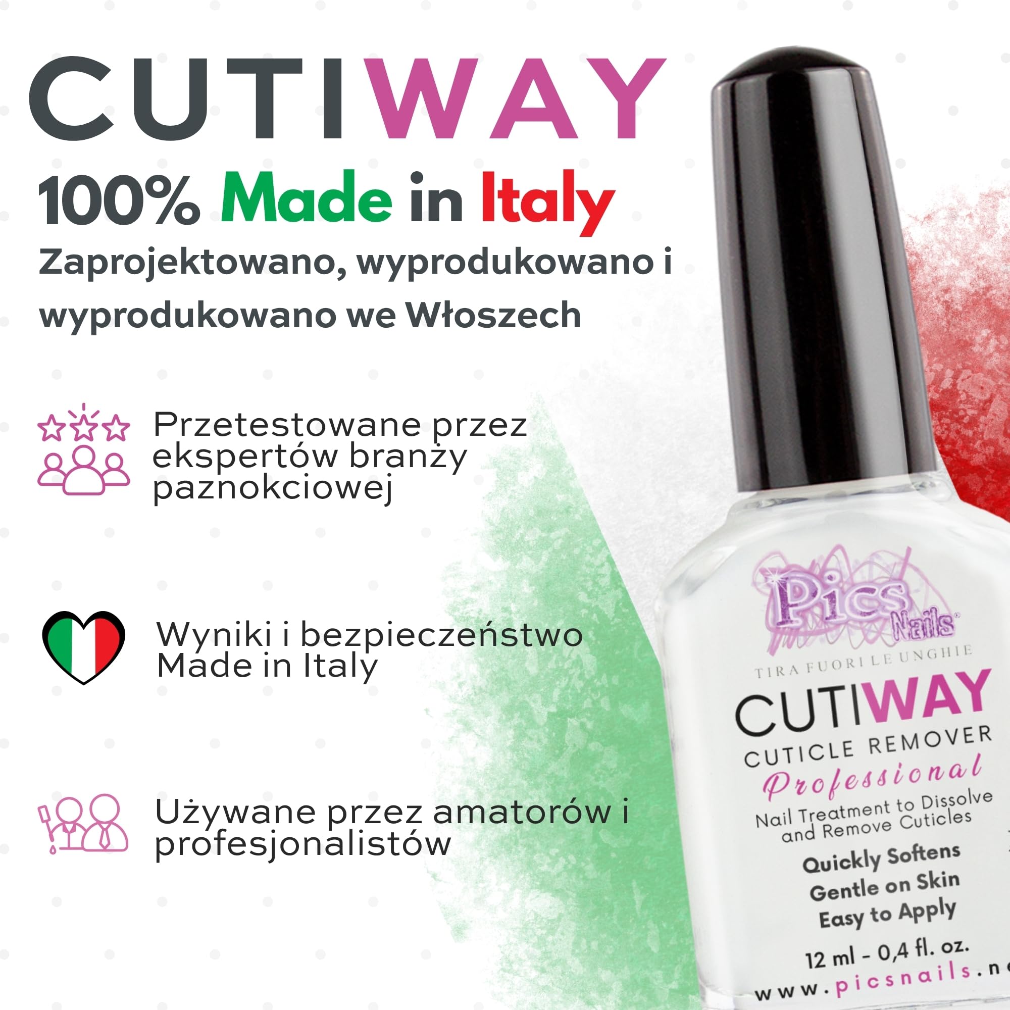 Cutiway profesjonalny środek do usuwania skórek do paznokci, 12 ml, skuteczny środek do usuwania skórek i pedicure