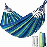 2 Hamac en toile de personne - 108" x 59" Double hamac portable avec sac de transport & Cravates, 440 Lbs Poids Capacité, Respirant Lit suspendu coloré pour jardin, Patio, Plage & Camping
