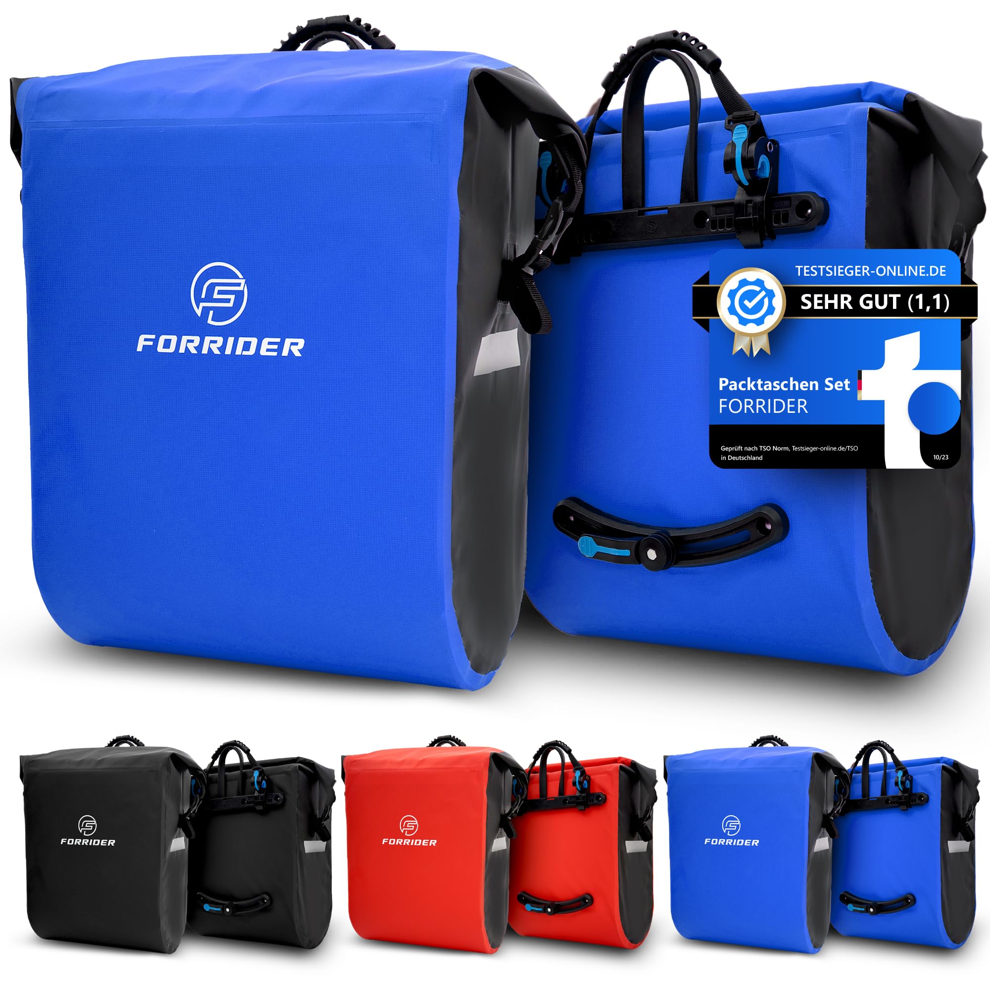 Forrider Fahrradtaschen fr Gepcktrger 2er Set Wasserdicht Reflektierend  | Gepcktrgertaschen 50L | Sattel Tasche frs Fahrrad & E-Bike ...