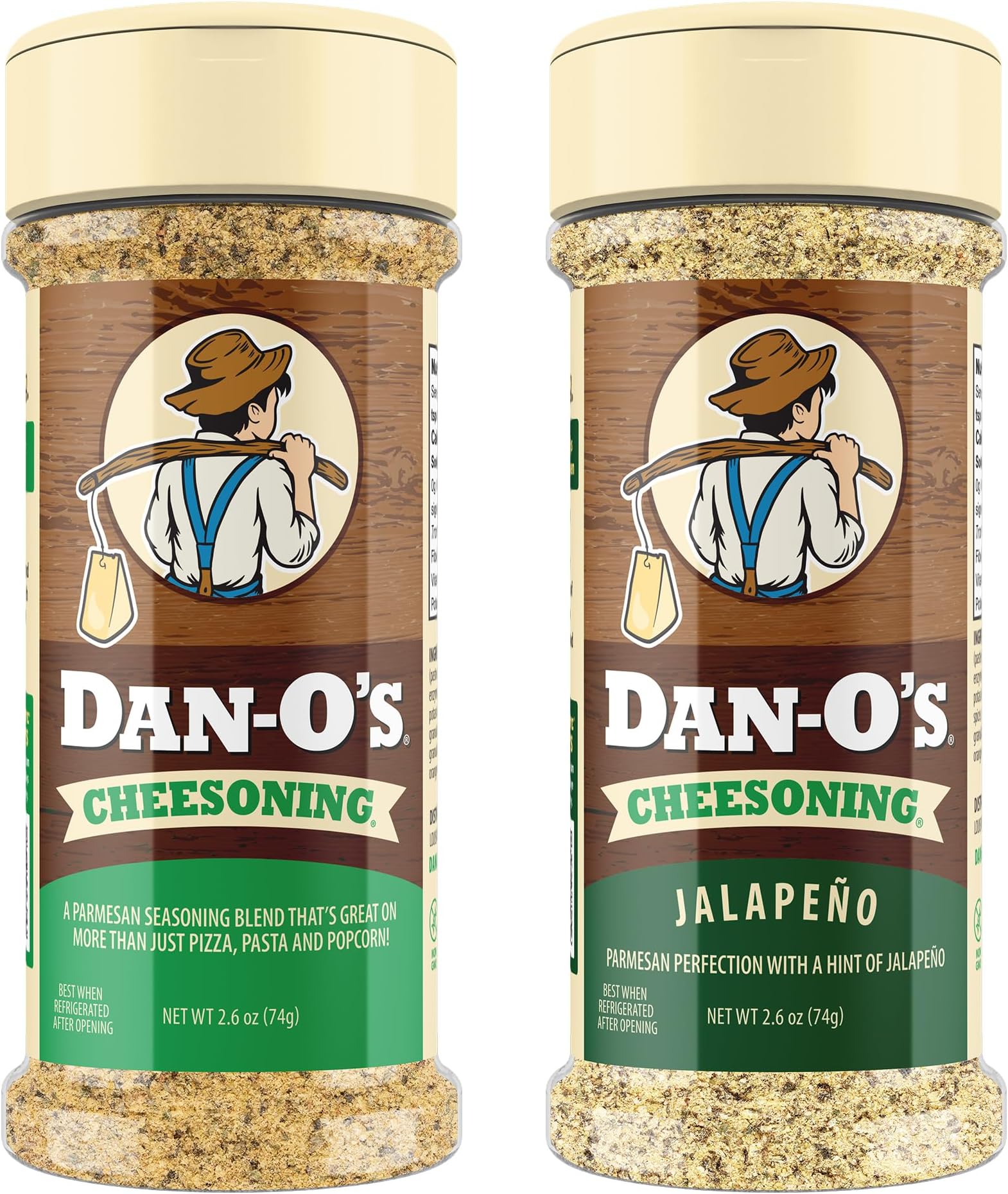 Dan-O's 2 Bottle Seasoning Set, Small Bottles, 2 Pack, Includes Cheesoning and Jalapeño Cheesoning Seasonings, Sugar Free, Zero Calorie, Use this Seasoning Kit in Pasta, Toppings or Sauce