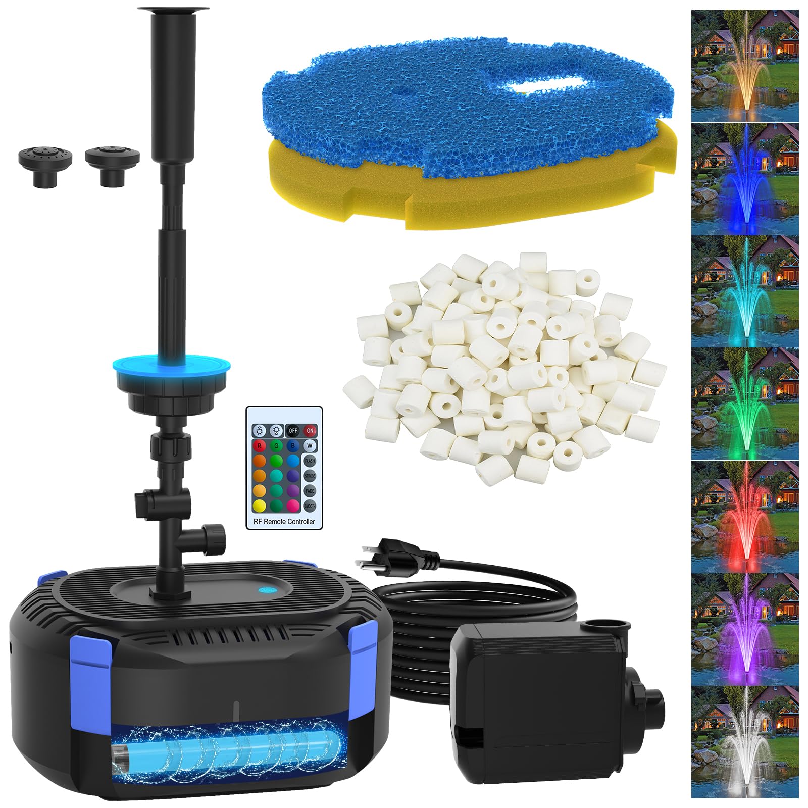Amazon.com : AquaMiracle All-in-1 Pond Fountain Kit 850GPH with 3