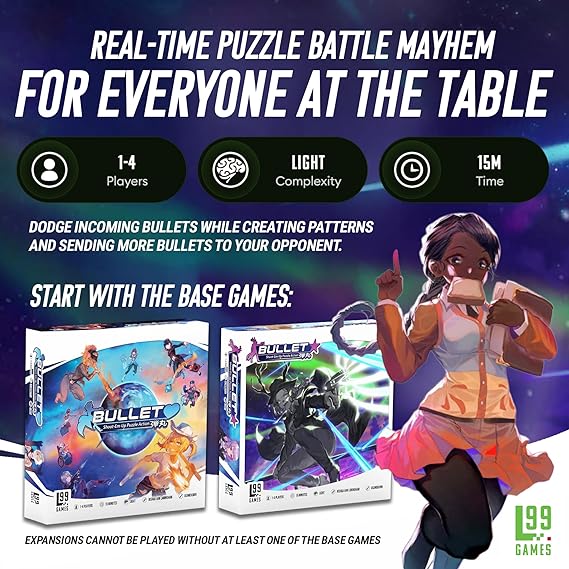 Bullet Orange Board Game Expansion - SHMUP-Inspired Puzzle-Battle Game, Tabletop Gaming Fun, Orange Juice Franchise Characters! Ages 14+, 1-4 Players, 15 Minute Playtime, Made by Level 99 Games